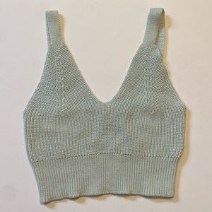 Z supply Seafoam Blue Green Sweater Crop Top Vneck Tank XS